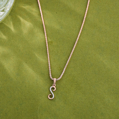 Shine S Diamond & Gold Alphabet Pendant for Women