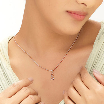 Shine S Diamond & Gold Alphabet Pendant for Women