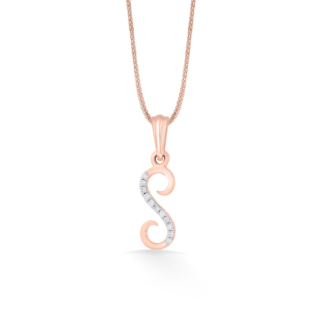 Shine S Diamond & Gold Alphabet Pendant for Women