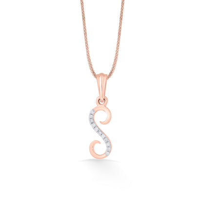 Shine S Diamond & Gold Alphabet Pendant for Women
