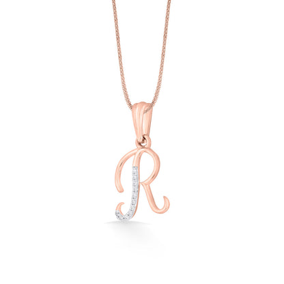 Radiant R Diamond & Gold Alphabet Pendant for Women