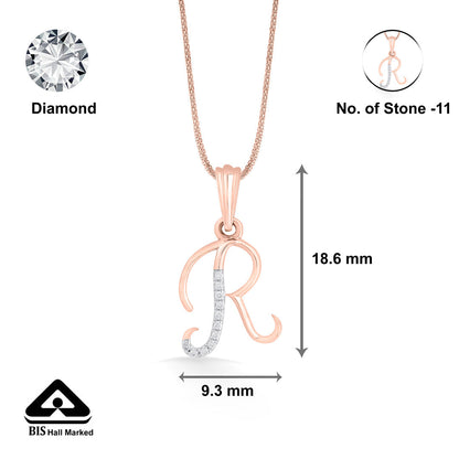Radiant R Diamond & Gold Alphabet Pendant for Women