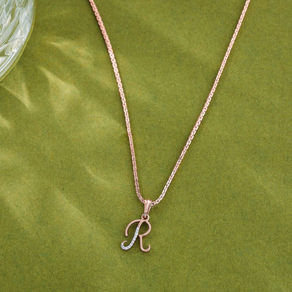 Radiant R Diamond & Gold Alphabet Pendant for Women