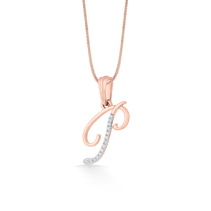 Prime P Diamond & Gold Alphabet Pendant for Women