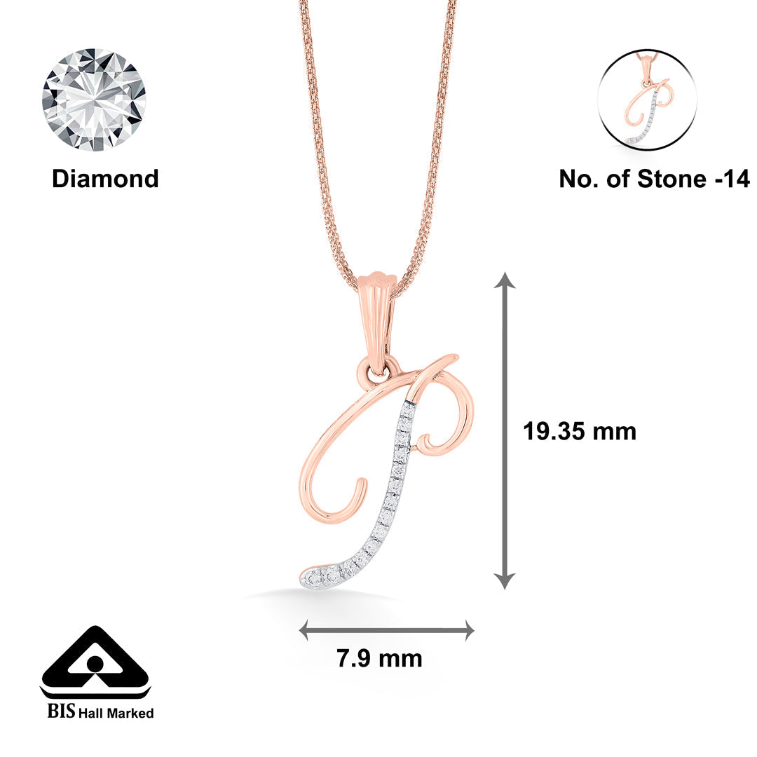 Prime P Diamond & Gold Alphabet Pendant for Women