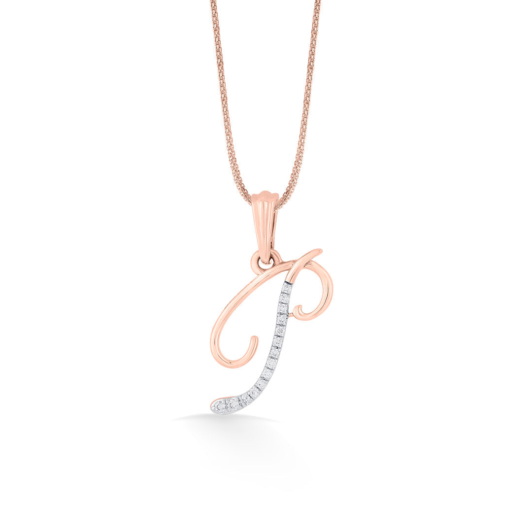 Prime P Diamond & Gold Alphabet Pendant for Women