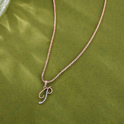Prime P Diamond & Gold Alphabet Pendant for Women