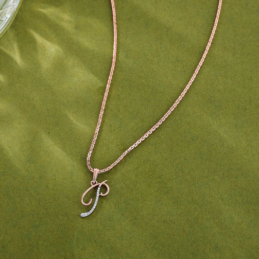 Prime P Diamond & Gold Alphabet Pendant for Women