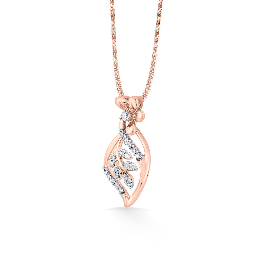 Leaf Weave Diamond & Gold Classic Pendant for Women