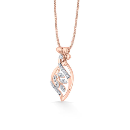 Leaf Weave Diamond & Gold Classic Pendant for Women
