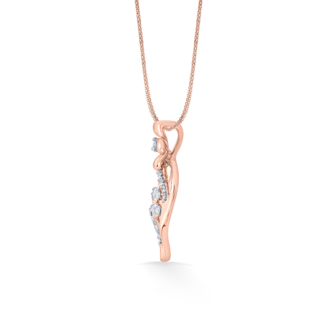 Leaf Weave Diamond & Gold Classic Pendant for Women