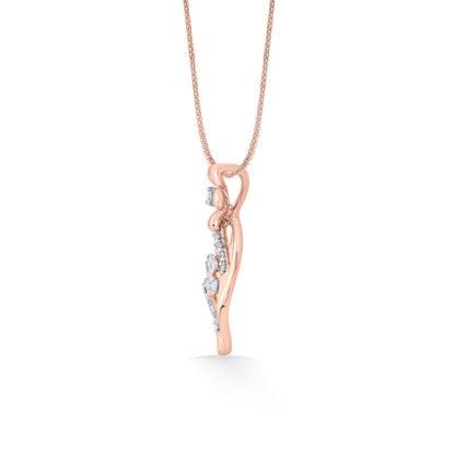 Leaf Weave Diamond & Gold Classic Pendant for Women