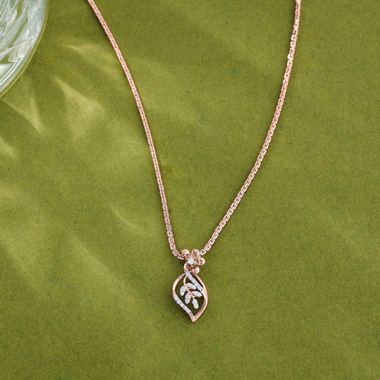 Leaf Weave Diamond & Gold Classic Pendant for Women