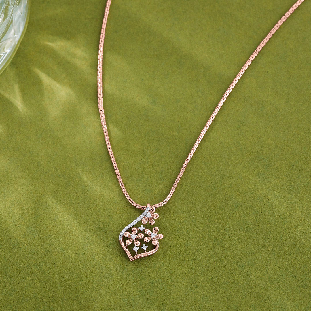 Bloom Glow Diamond & Gold Classic Pendant for Women