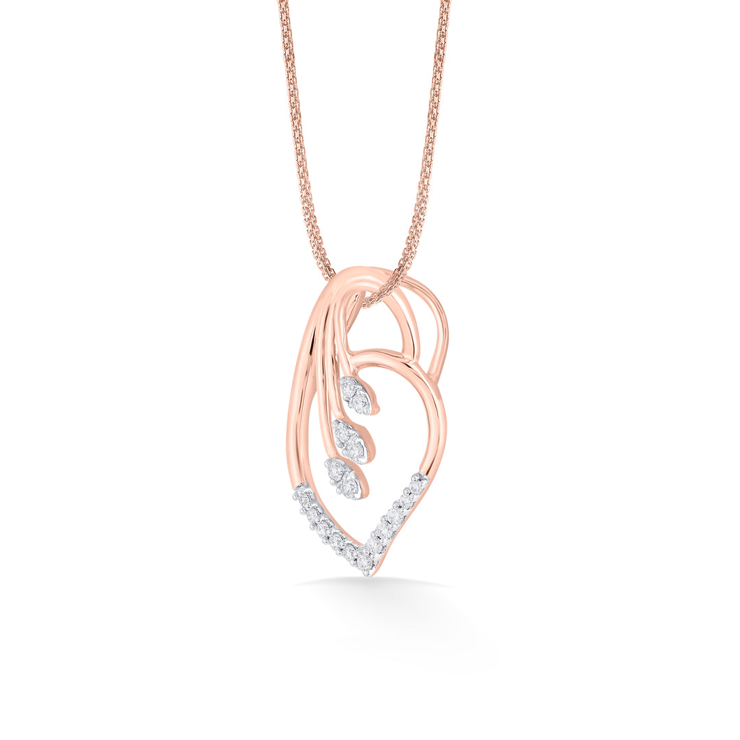 Leaf Drift Diamond & Gold Classic Pendant for Women
