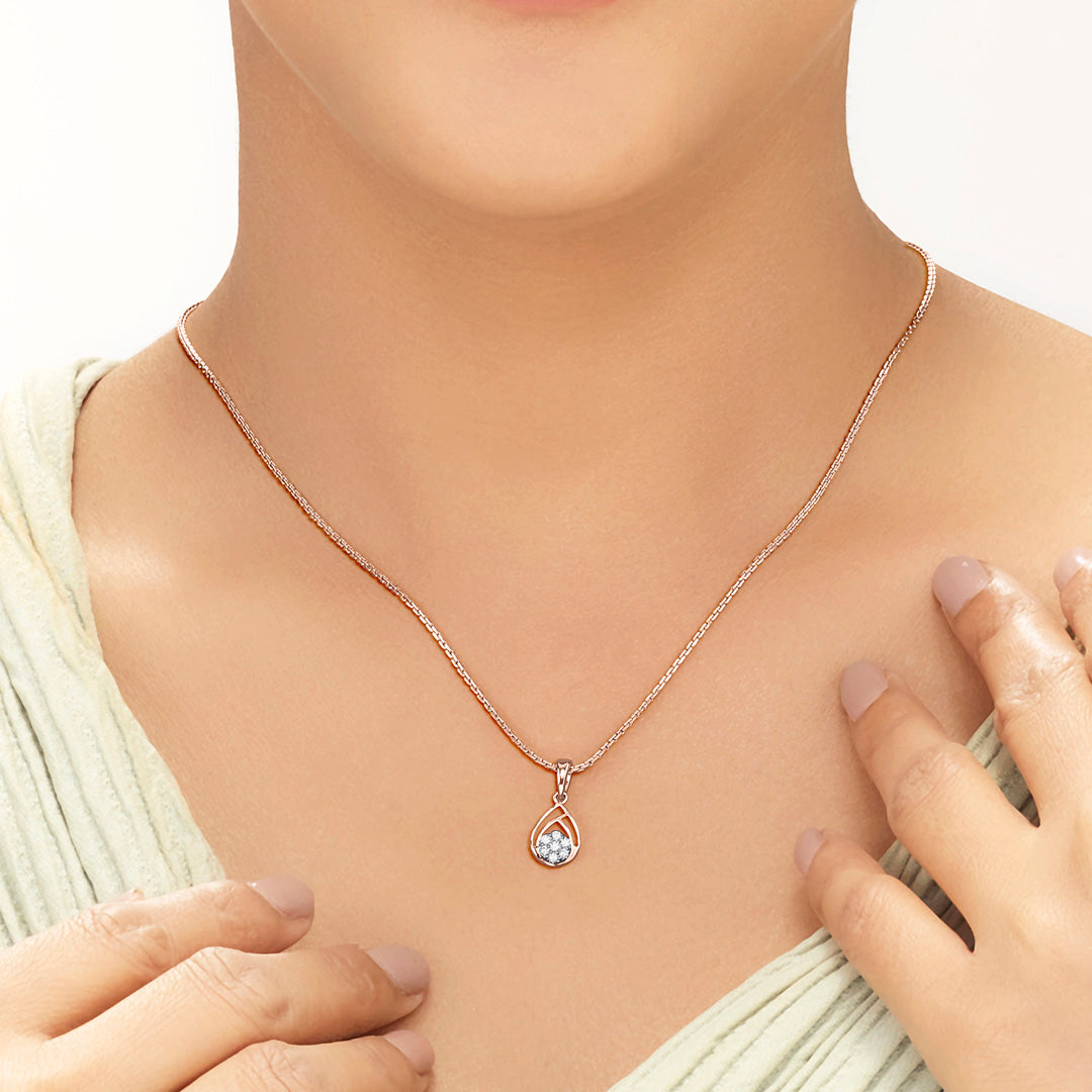 Morning Dew Diamond & Gold Casual Pendant for Women