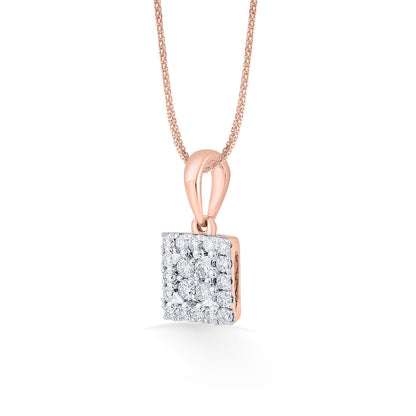 Square Shine Diamond & Gold Casual Pendant for Women