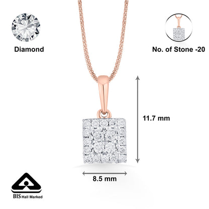Square Shine Diamond & Gold Casual Pendant for Women
