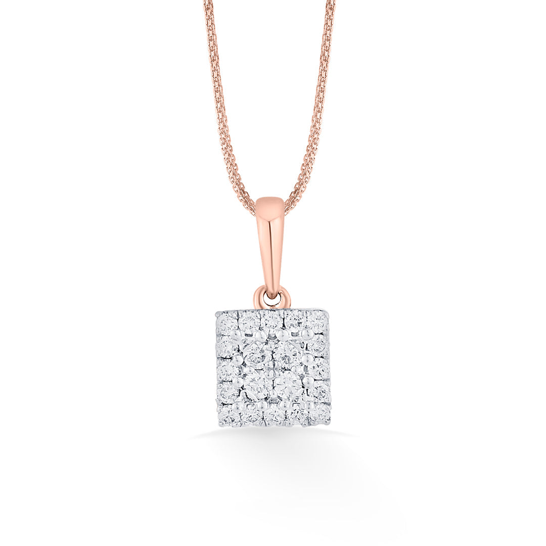 Square Shine Diamond & Gold Casual Pendant for Women