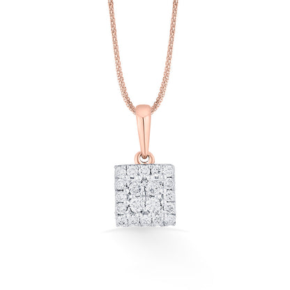 Square Shine Diamond & Gold Casual Pendant for Women