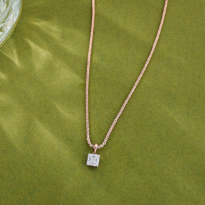 Square Shine Diamond & Gold Casual Pendant for Women