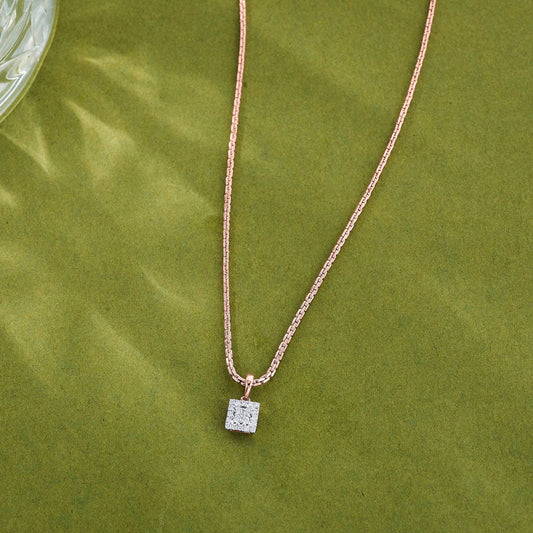 Square Shine Diamond & Gold Casual Pendant for Women