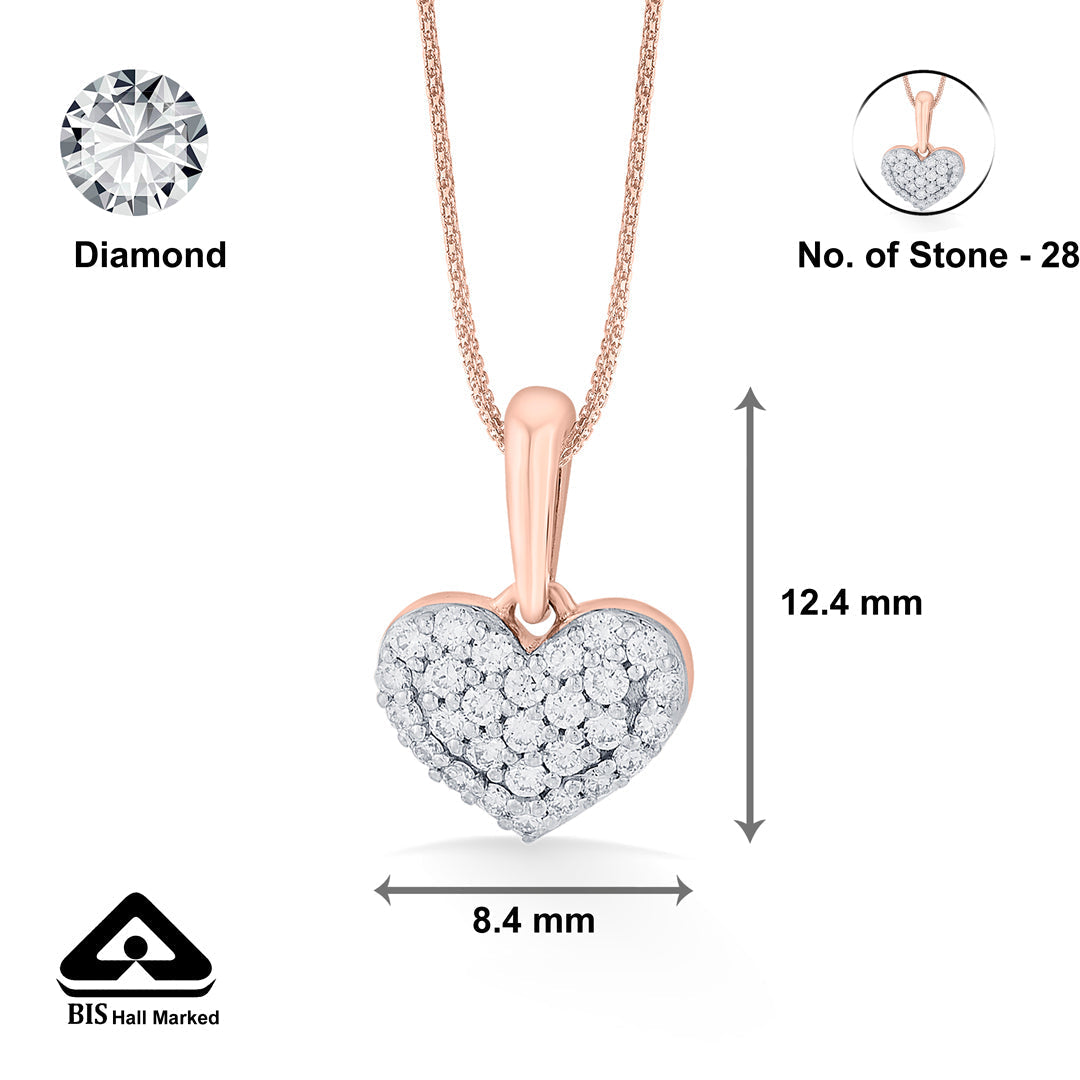 Heart Glow Diamond & Gold Heart Pendant for Women