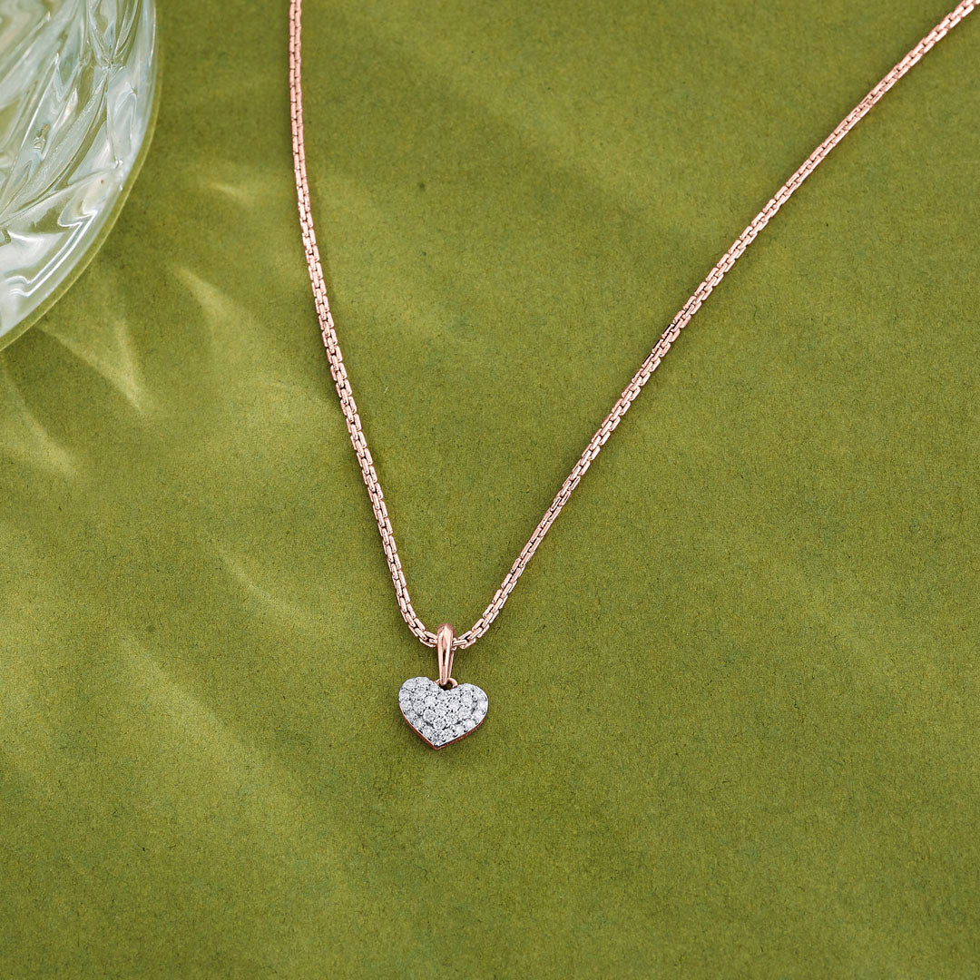 Heart Glow Diamond & Gold Heart Pendant for Women
