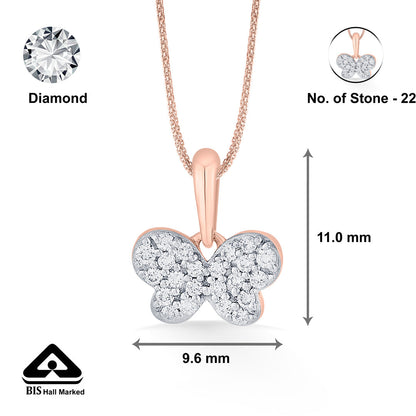 Butterfly Spark Diamond & Gold Kids Pendant for Women