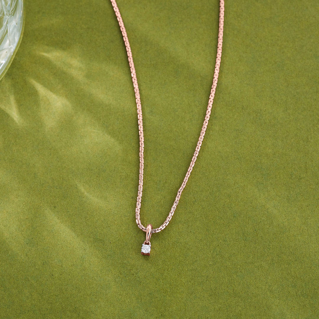Soft Square Diamond & Gold Casual Pendant for Women