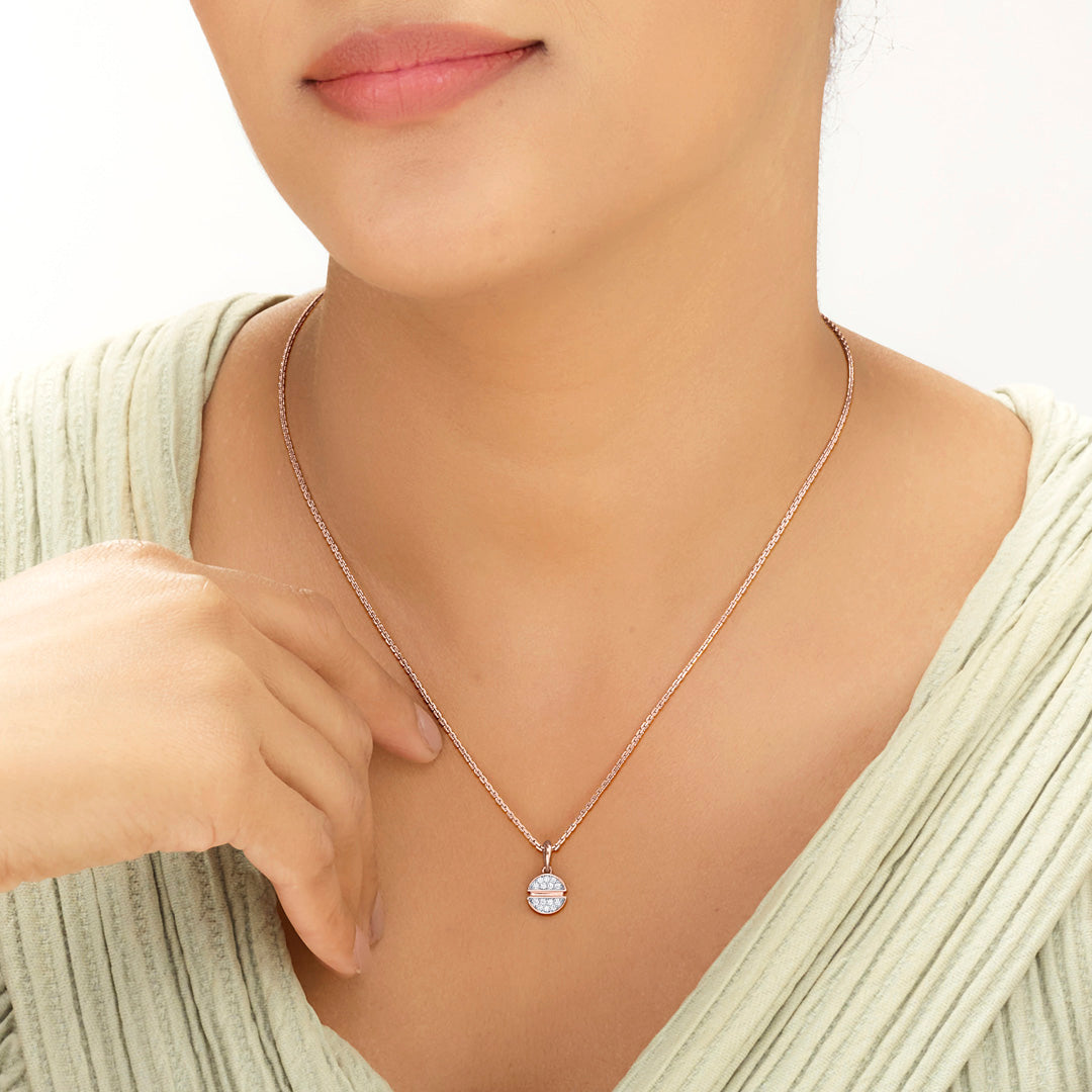 Twin Orbs Diamond & Gold Modern Pendant for Women