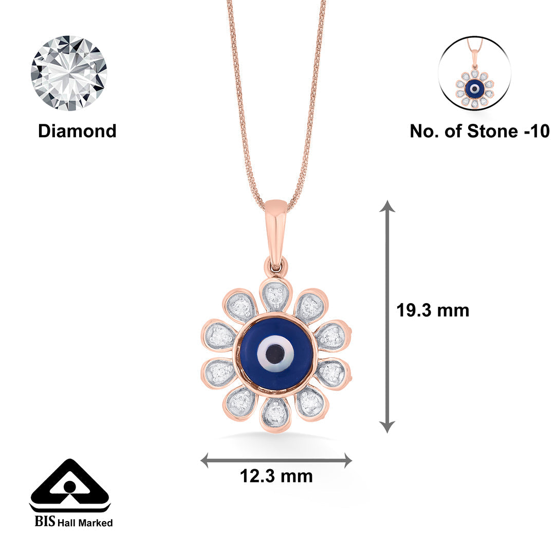 Evil Eye Charm Diamond & Gold Modern Pendant for Women