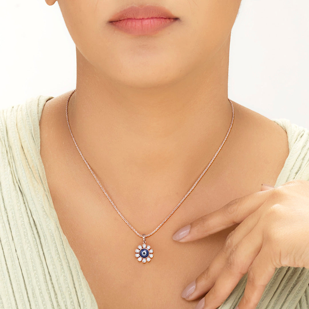 Evil Eye Charm Diamond & Gold Modern Pendant for Women