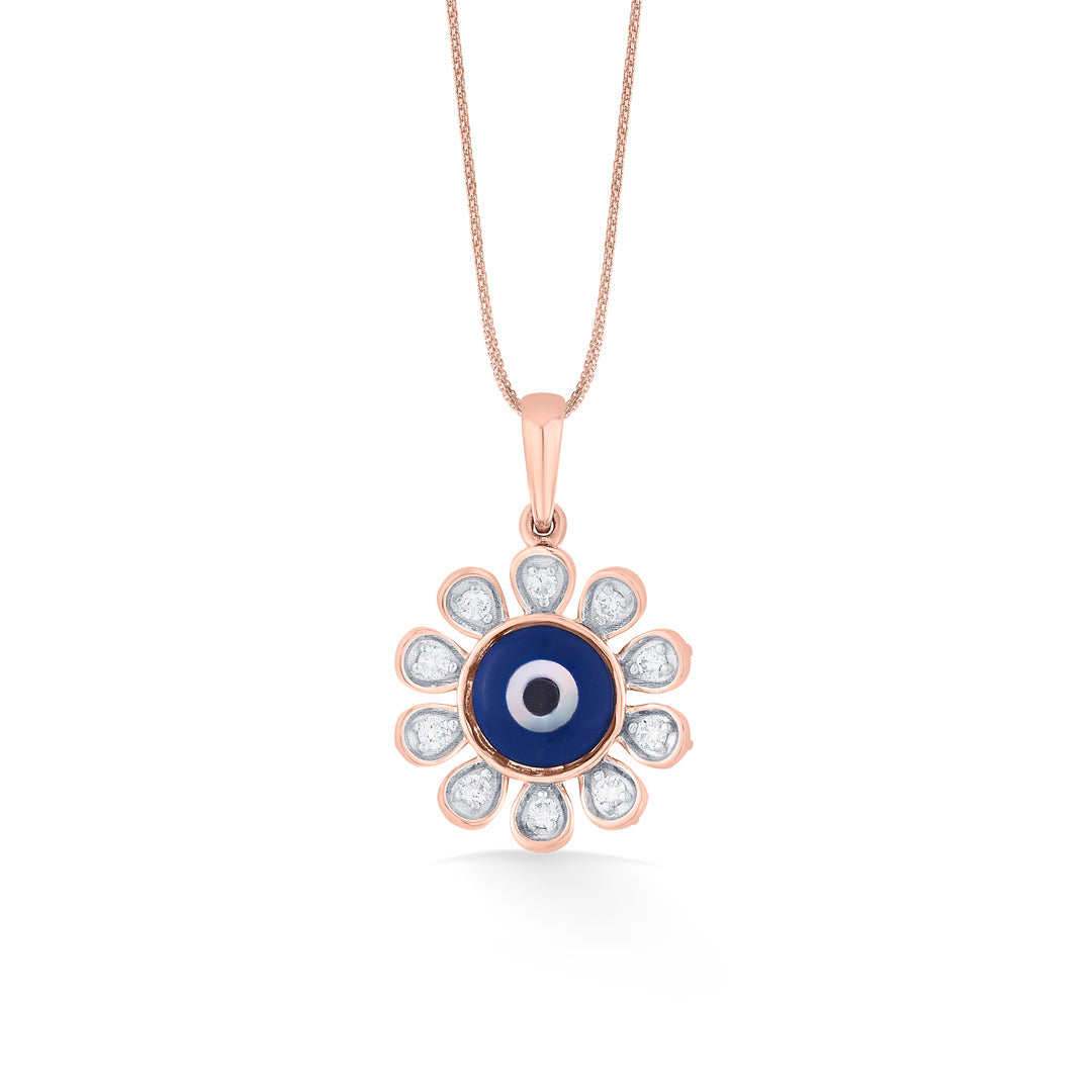 Evil Eye Charm Diamond & Gold Modern Pendant for Women