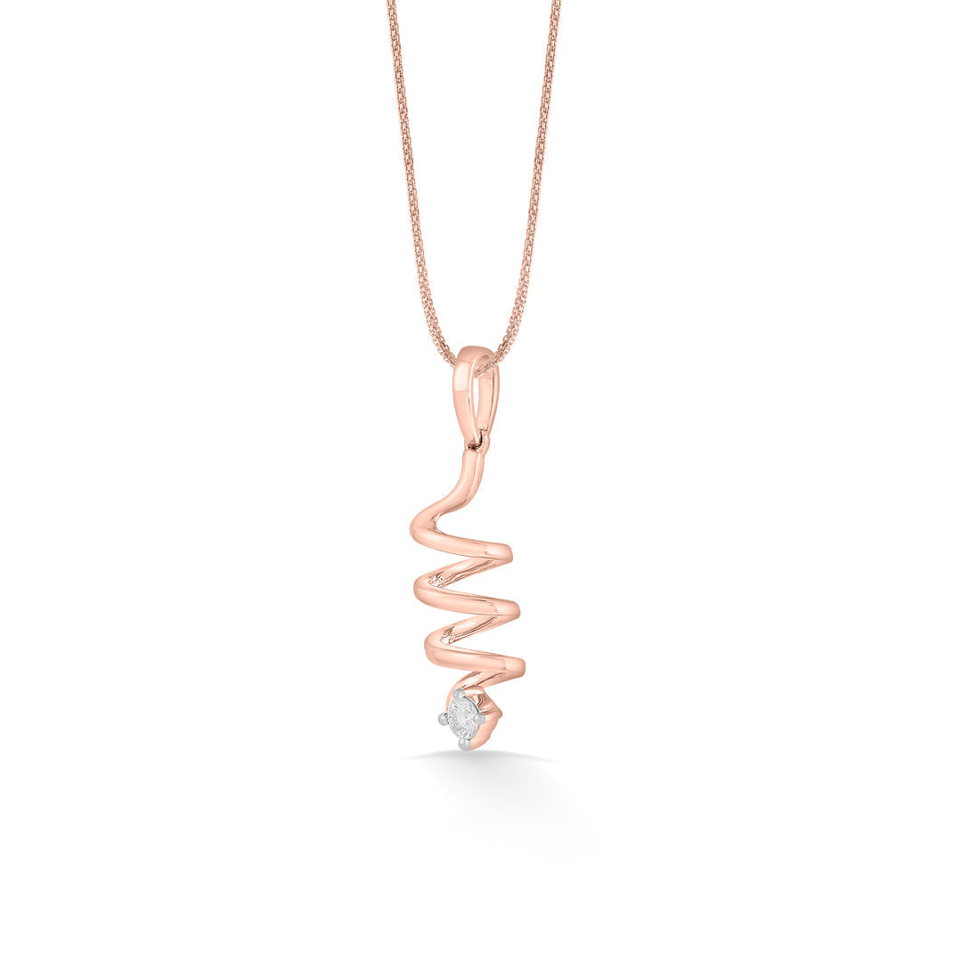 Spiral Whirl Diamond & Gold Casual Pendant for Women