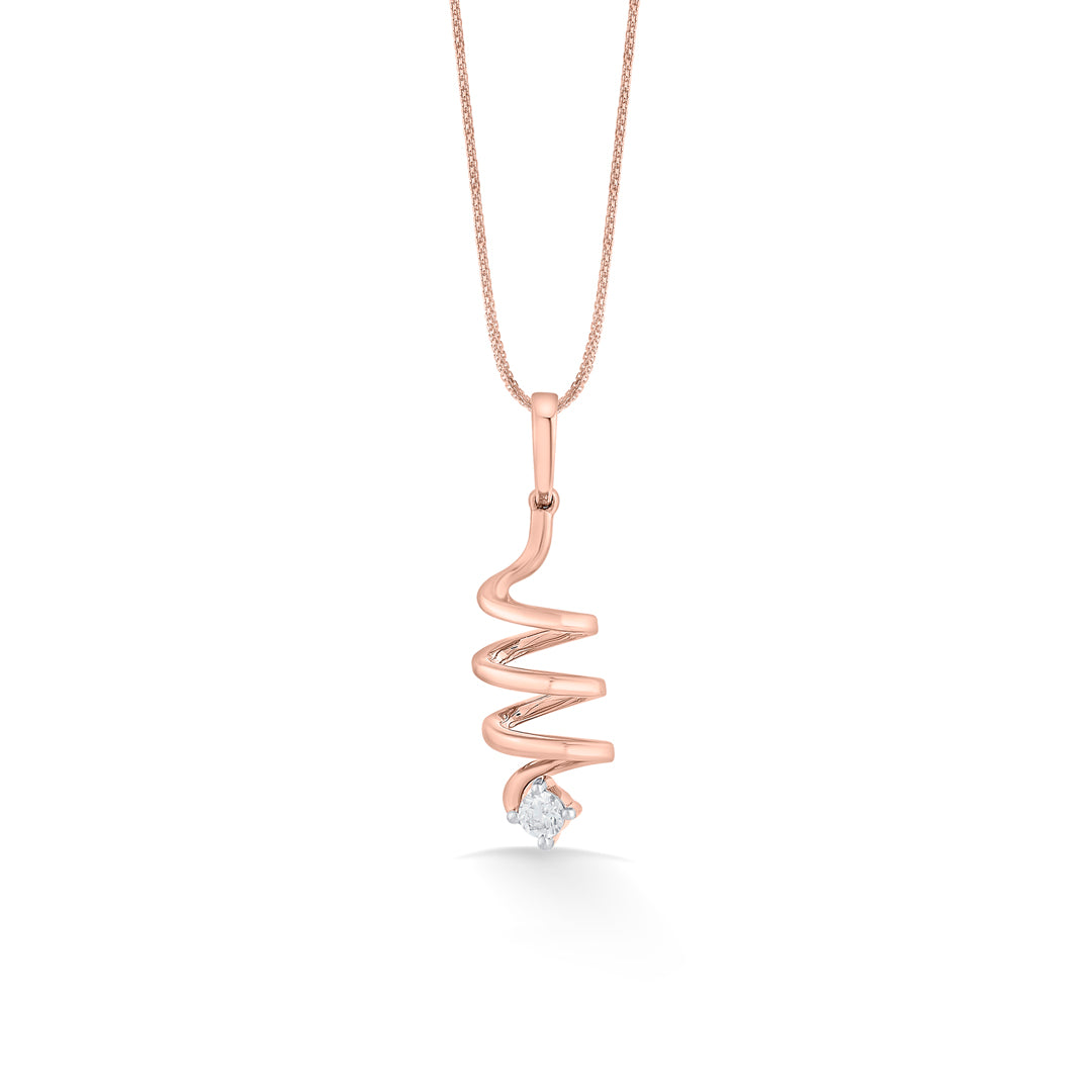 Spiral Whirl Diamond & Gold Casual Pendant for Women