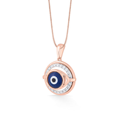 Evil Eye Orb Diamond & Gold Modern Pendant for Women