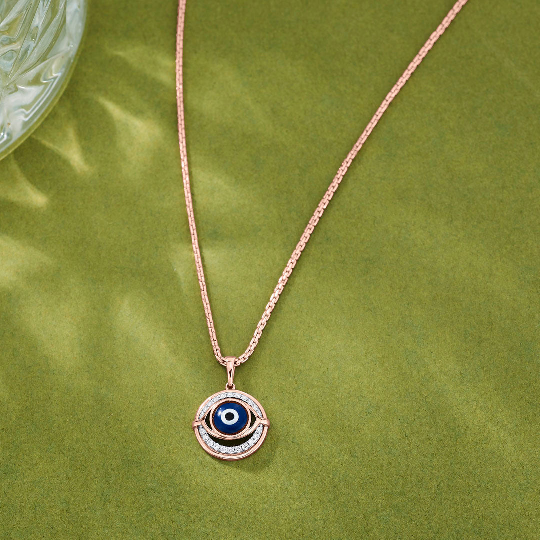 Evil Eye Orb Diamond & Gold Modern Pendant for Women