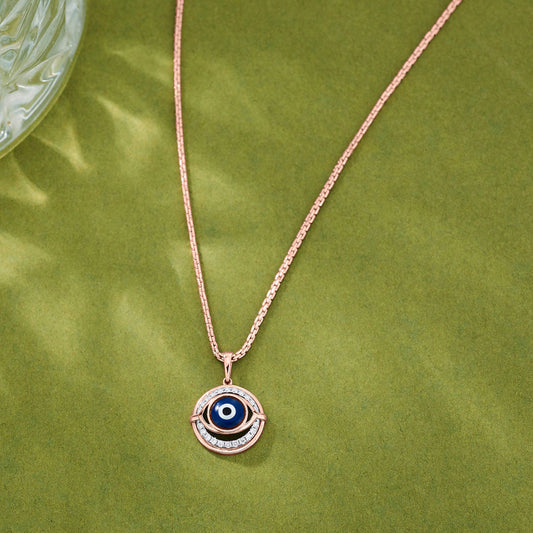Evil Eye Orb Diamond & Gold Modern Pendant for Women