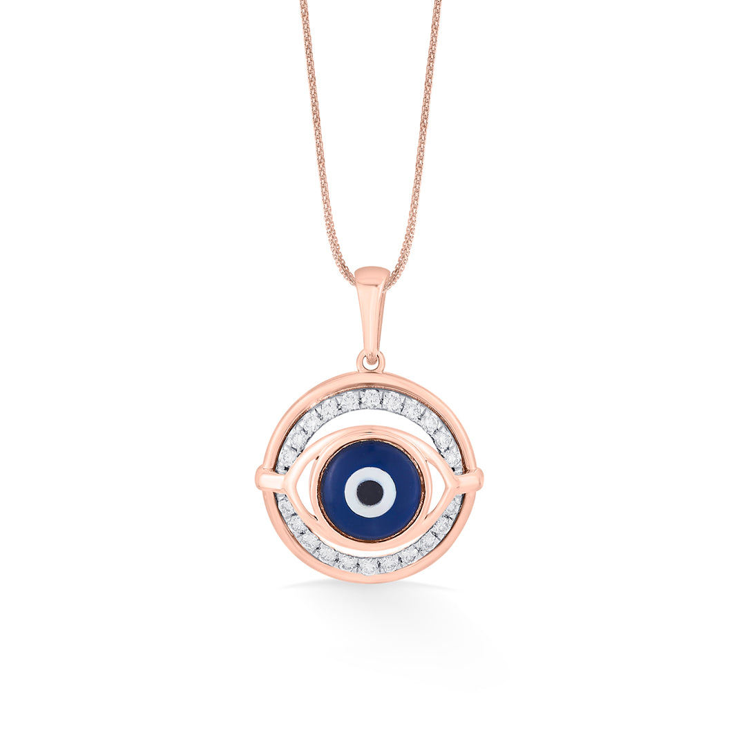 Evil Eye Orb Diamond & Gold Modern Pendant for Women