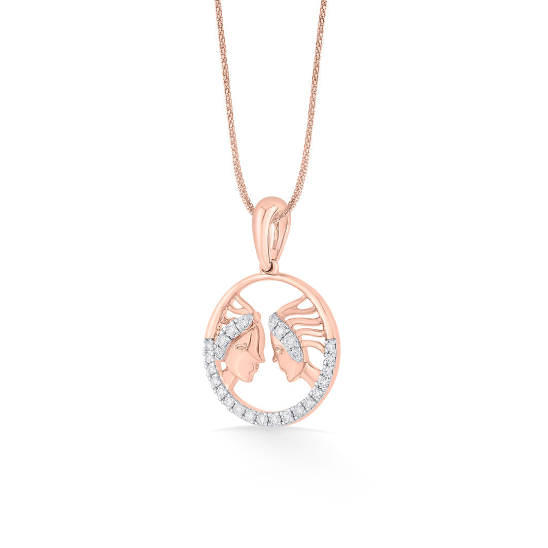 Gemini Glow Diamond & Gold Zodiac Pendant for Women