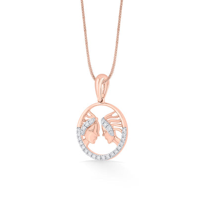 Gemini Glow Diamond & Gold Zodiac Pendant for Women
