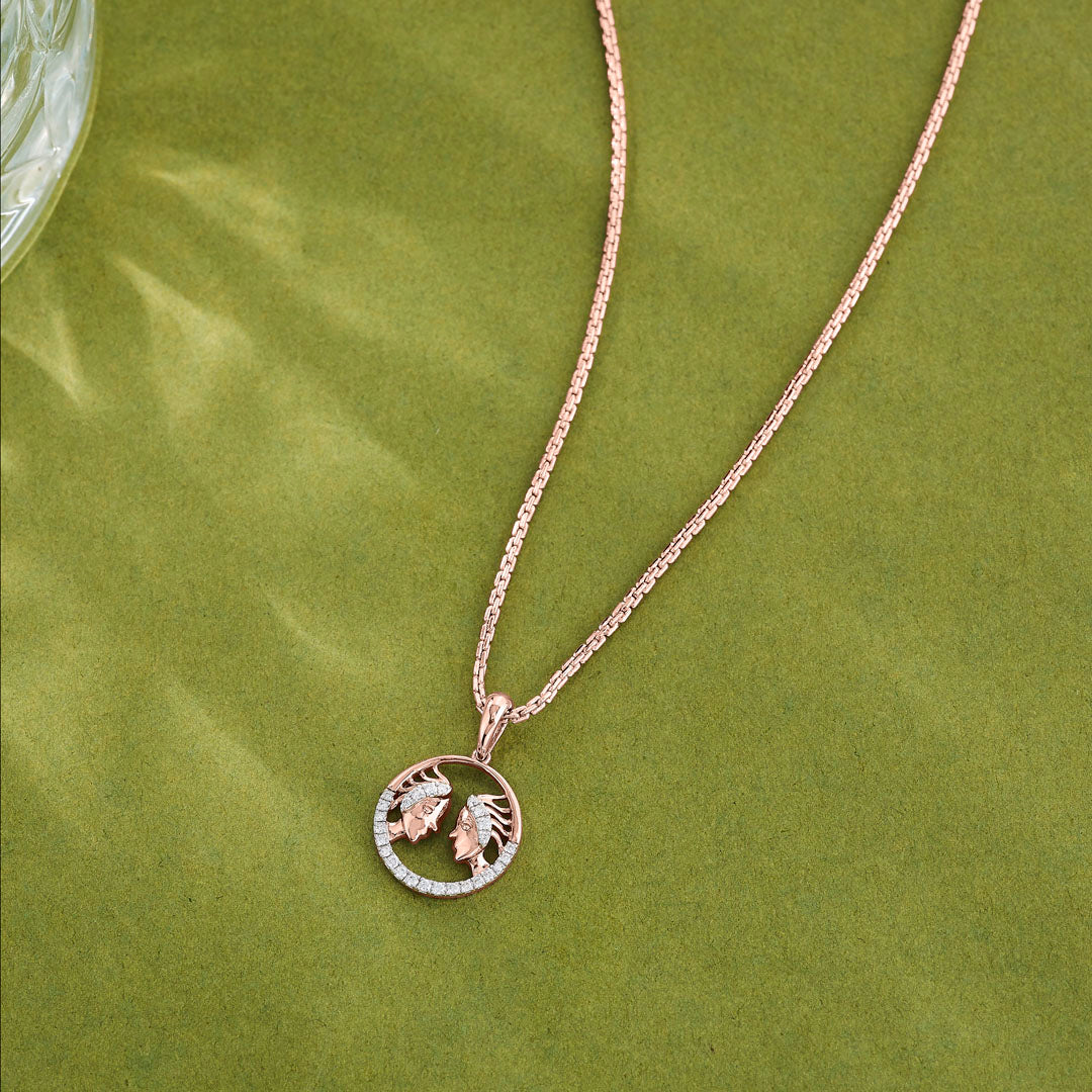 Gemini Glow Diamond & Gold Zodiac Pendant for Women