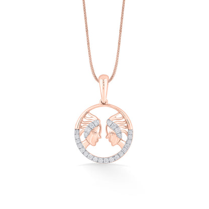 Gemini Glow Diamond & Gold Zodiac Pendant for Women