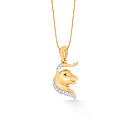 Taurus Aura Diamond & Gold Zodiac Pendant for Women