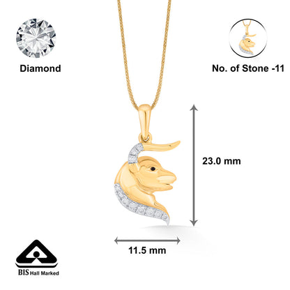 Taurus Aura Diamond & Gold Zodiac Pendant for Women
