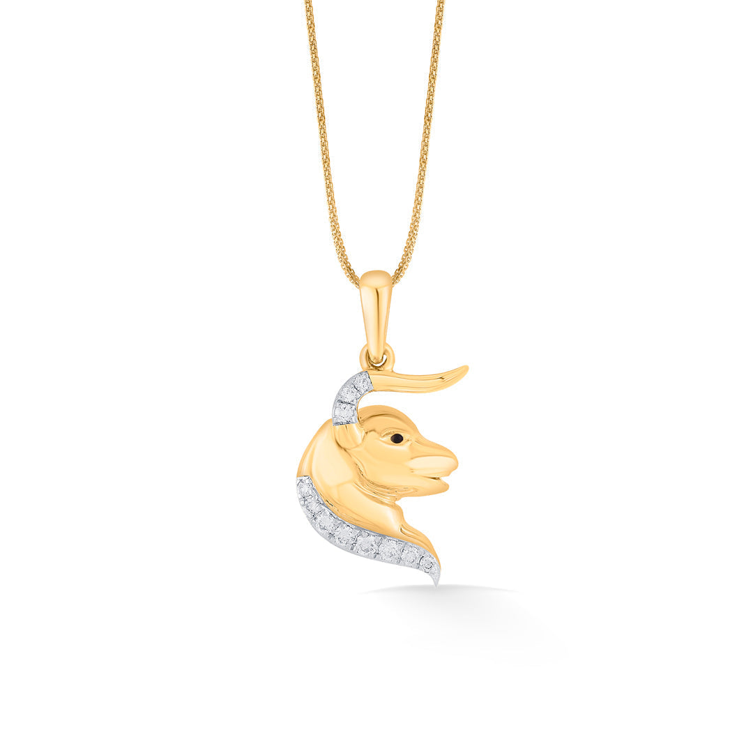 Taurus Aura Diamond & Gold Zodiac Pendant for Women