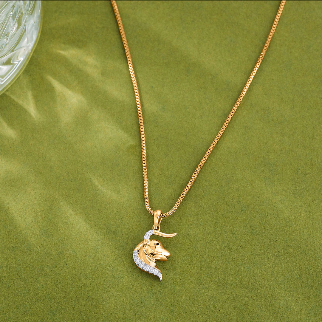 Taurus Aura Diamond & Gold Zodiac Pendant for Women