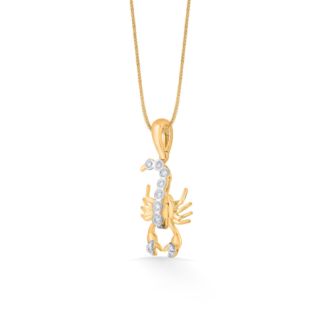 Scorpio Spark Diamond & Gold Zodiac Pendant for Women