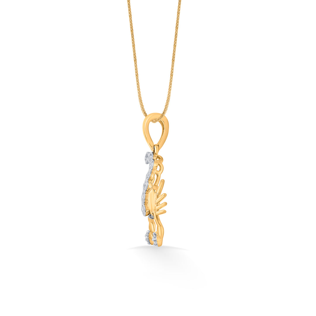 Scorpio Spark Diamond & Gold Zodiac Pendant for Women